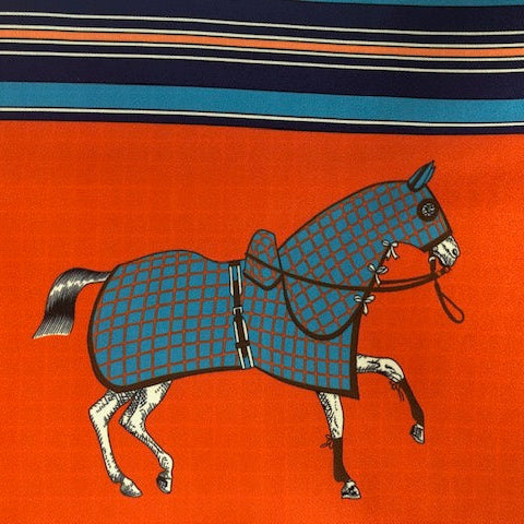 Long Horses In blankets Scarf #color_Orange with black check lining