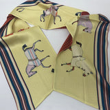 Long Horses In blankets Scarf #color_yellow with rust check lining