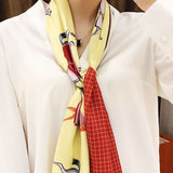 Long Horses In blankets Scarf #color_Yellow with rust check lining