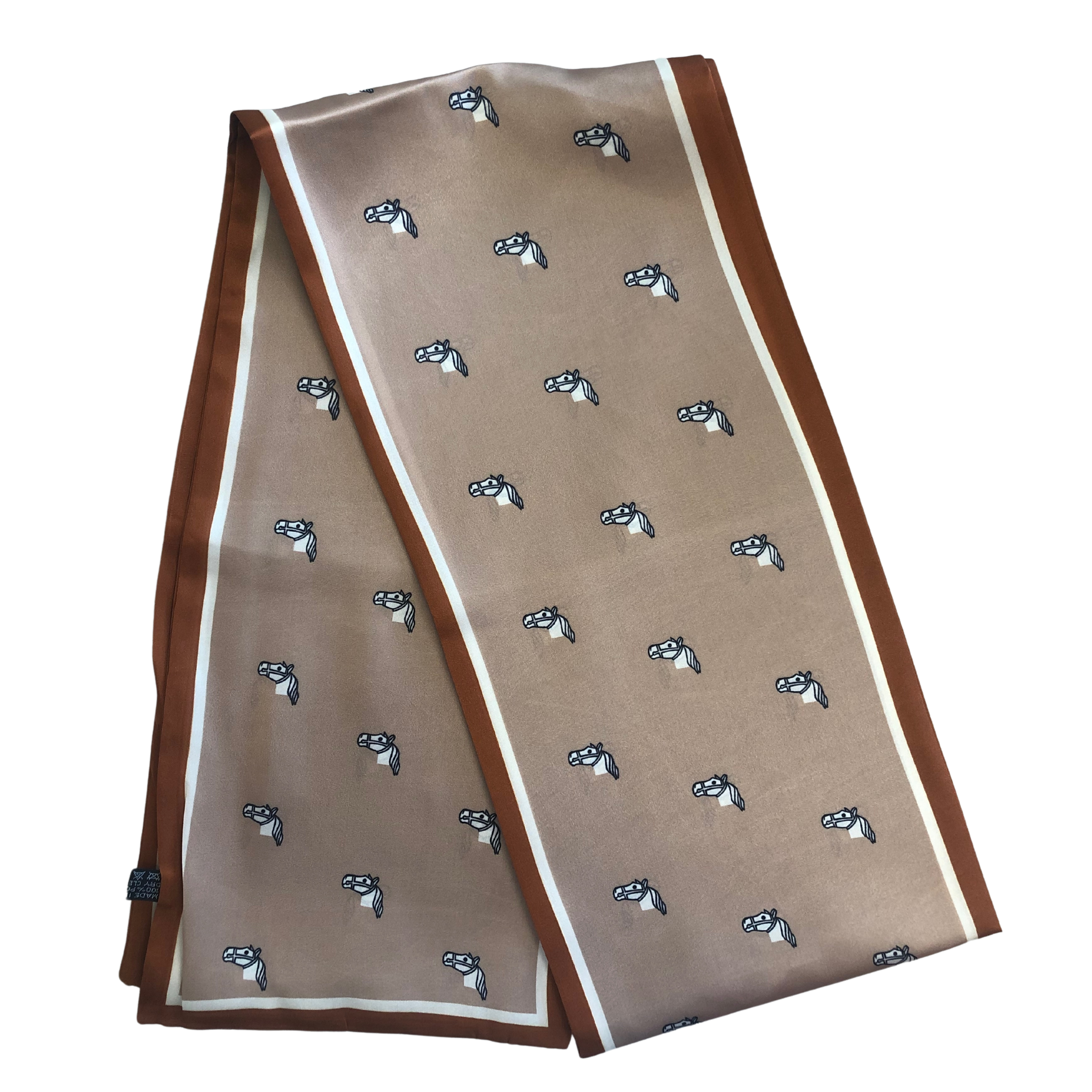 Multiple Horses Heads Scarf #color_camel