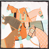 Relhok Five Horses in Plaid Rugs Scarf #color_Black Hem