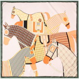 Relhok Five Horses in Plaid Rugs Scarf #color_Green Hem