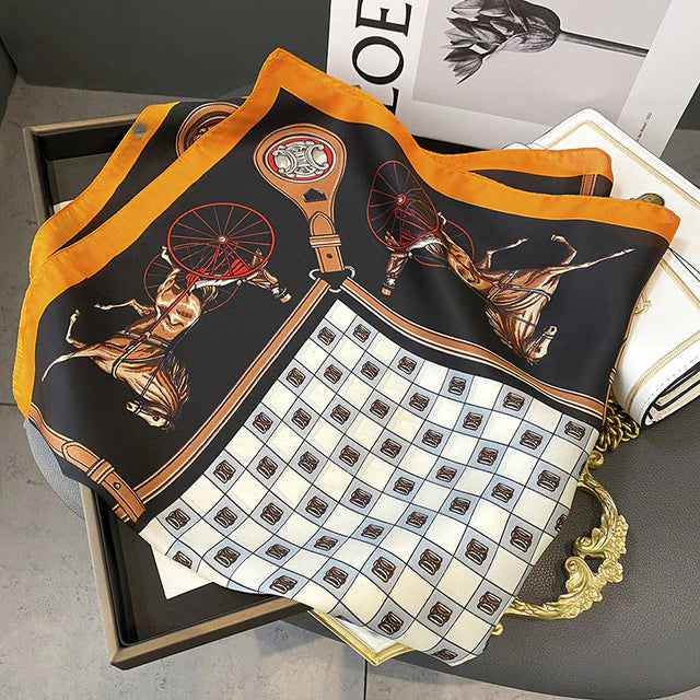 Relhok Horse Carriage Check Pattern Scarf #color_grey