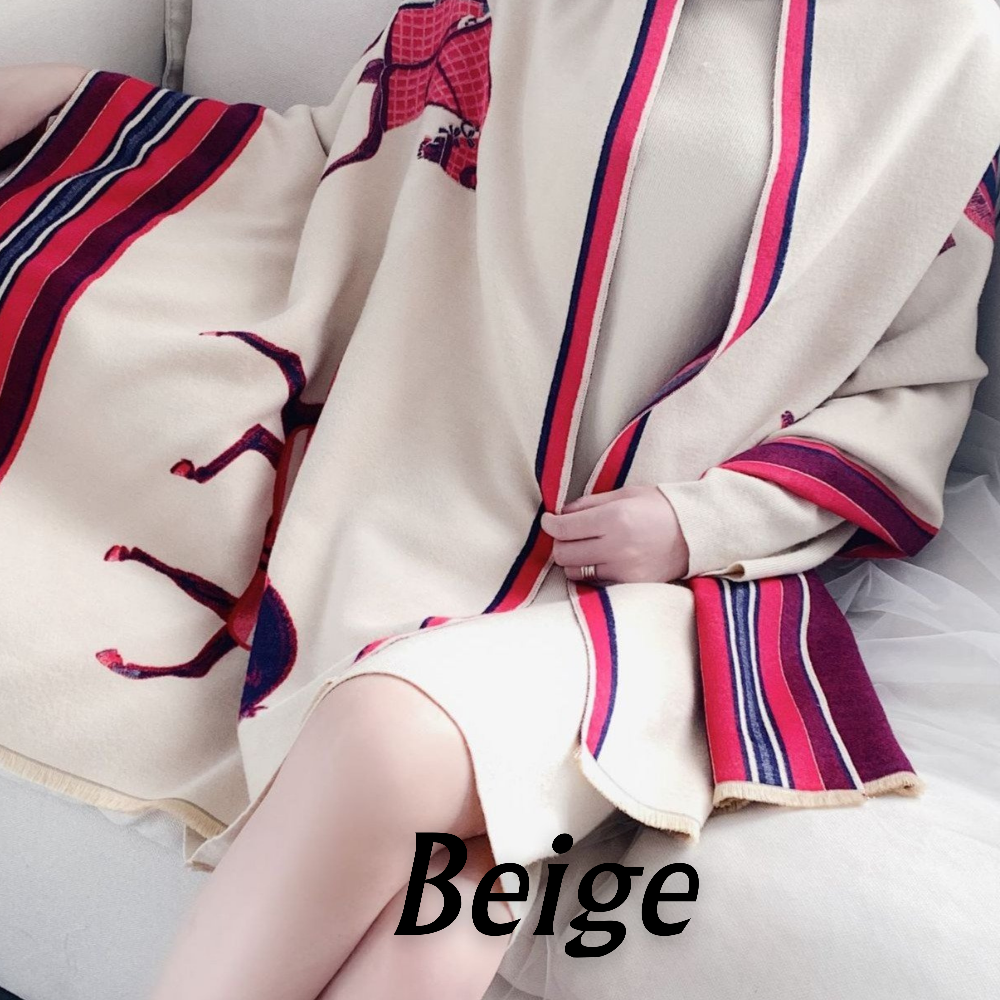 Relhok Horse scarf - Four Horses #color_Beige