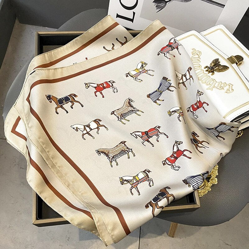 Relhok Multiple Horses Scarf #color_Beige