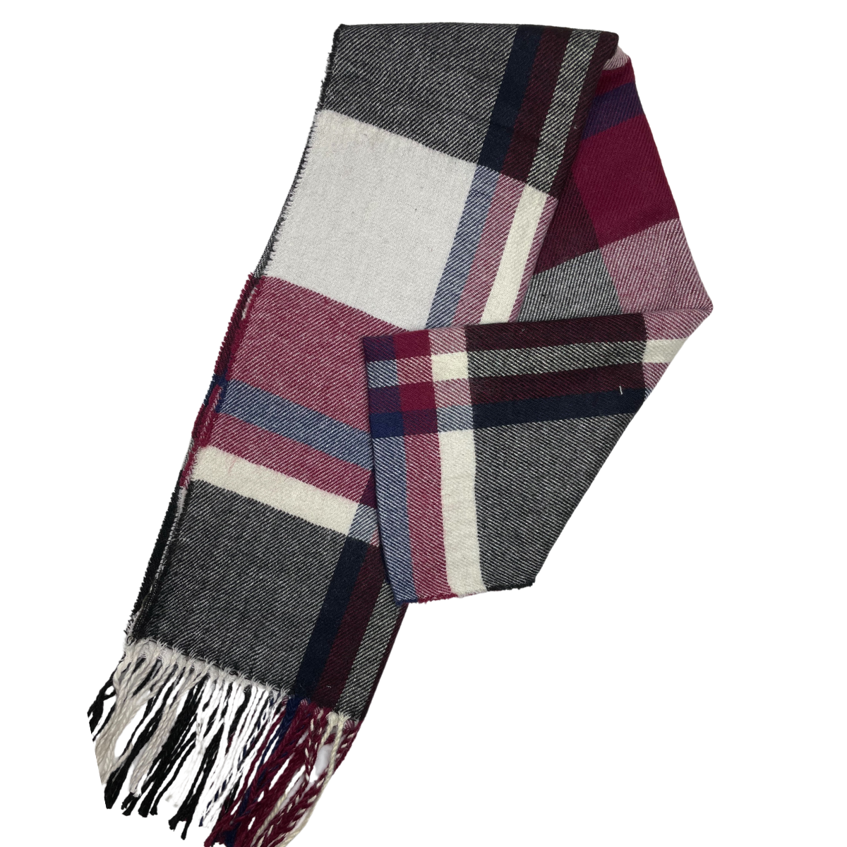 Relhok Plaid Scarf #color_Blue White and Burgundy