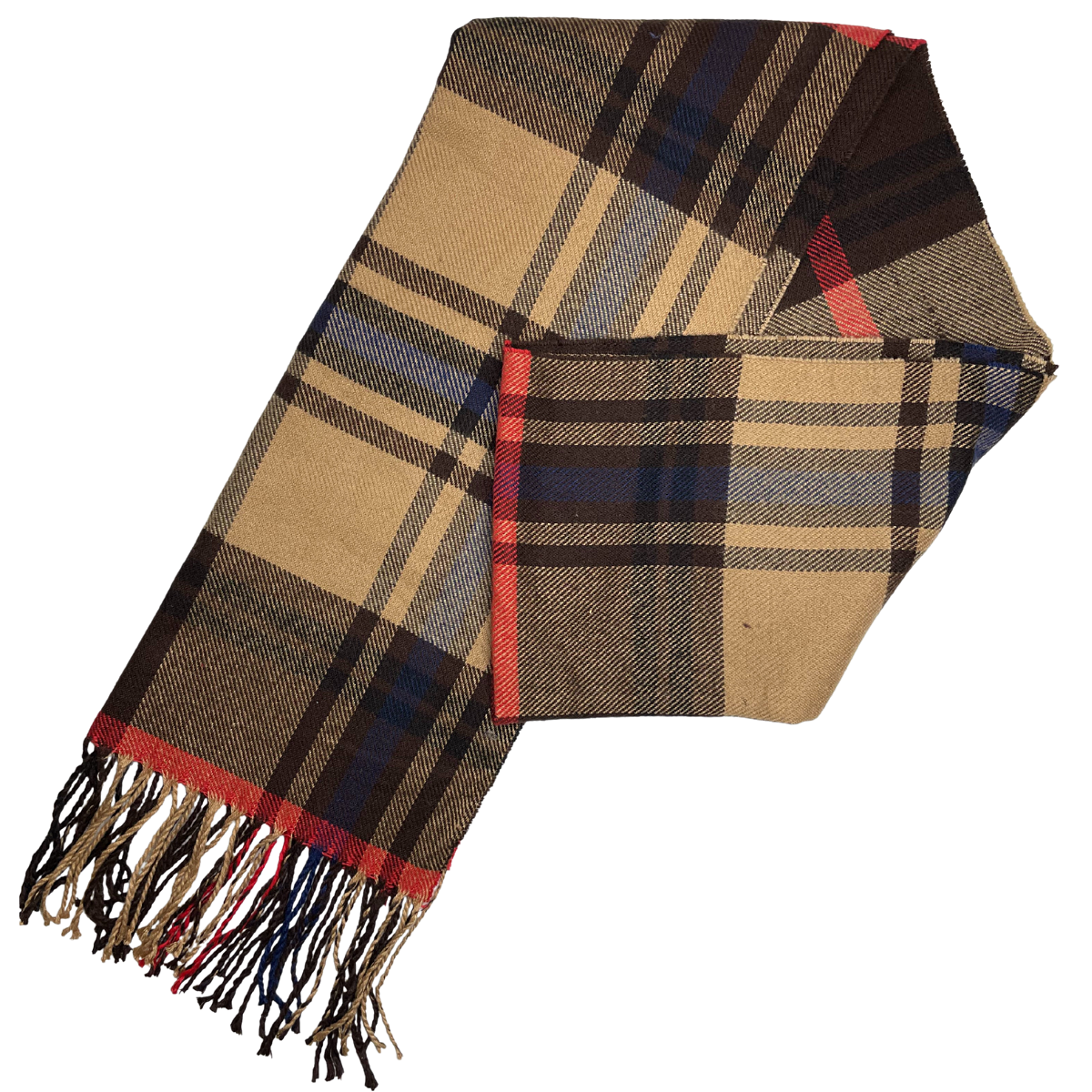 Relhok Plaid Scarf #color_Beige Red and Blue