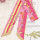 Relhok Handbag Skinny Scarf - Horses Stripes - Pink LightPink Yellow - Rosa_dd224bb4-68a9-4329-ba3e-265055b70b25