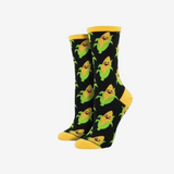 Socksmith Aw Shucks Black Yellow Corn Socks for Women #print_black
