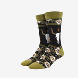 Socksmith Cattle Call Brown and Green Socks for Men #print_Brown