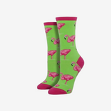 Socksmith Flamingo Green & Pink Socks for Women #print_Lime