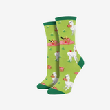 Socksmith Green Alpaca Lunch Socks for Women #print_Green