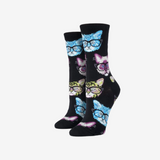 Socksmith Kittenster Black and Blue Socks for Women #print_Black-Blue