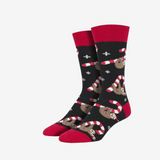 Socksmith Merry Slothmas Black and Red Socks for Men #print_Black