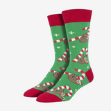 Socksmith Merry Slothmas Green and Red Socks for Men #print_Green