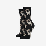Socksmith Pugs Black Socks for Women #print_Black