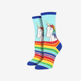 Socksmith Unicorn Rainbow Hair Don't Care Socks for Women #print_Sky Blue